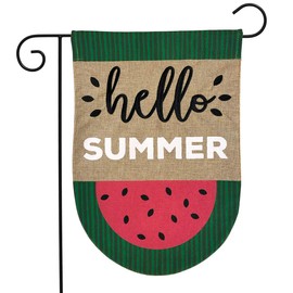 Briarwood Lane Watermelon Summer Burlap Garden Flag Hello Summer 12.5" x 18"