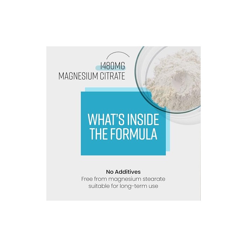 Magnesium Citrate Capsules 1480mg | 444mg Elemental | 4 Months