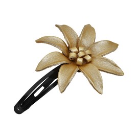 AeraVida - Pinza para el Pelo Hecha a Mano de Piel auténtica de Lirio Dorado