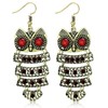 Fashion Alloy Yellow Gold-Tone Red CZ Drop Dangle Owl Statement