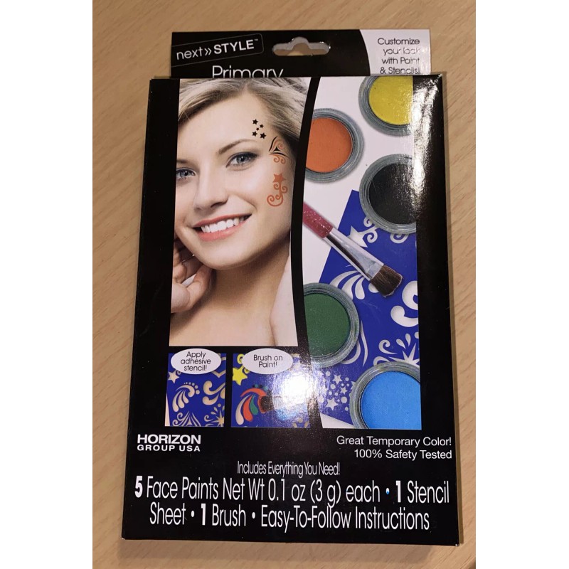 Next Style Face Paint kit 5colors - stencil sheet-brush see