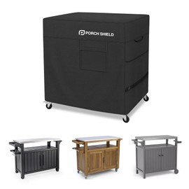 Porch Shield Outdoor Prep Table Cover –Waterproof Patio Dining Cart Cover Fitting Grill Stainless Steel Cart up to 40" L x 24" W x 30" H, Black