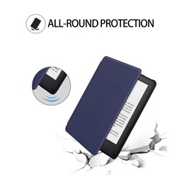 Case for All-New Kindle Paperwhite/Kindle Colorsoft 7 Inch 2024,WUNIAK Design for Kindle Paperwhite 12 Generation,Hard PC and Premium PU Lightweight Slim,Dark Blue