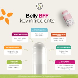 BELLY BFF Probiotic Supplement - 40 Billion CFU Daily Gut Health Complex Support - Astragalus & Lactobacillus Acidophilus Digestive Health Probiotics for Women & Men - 60 Vegan Shelf Stable Capsules