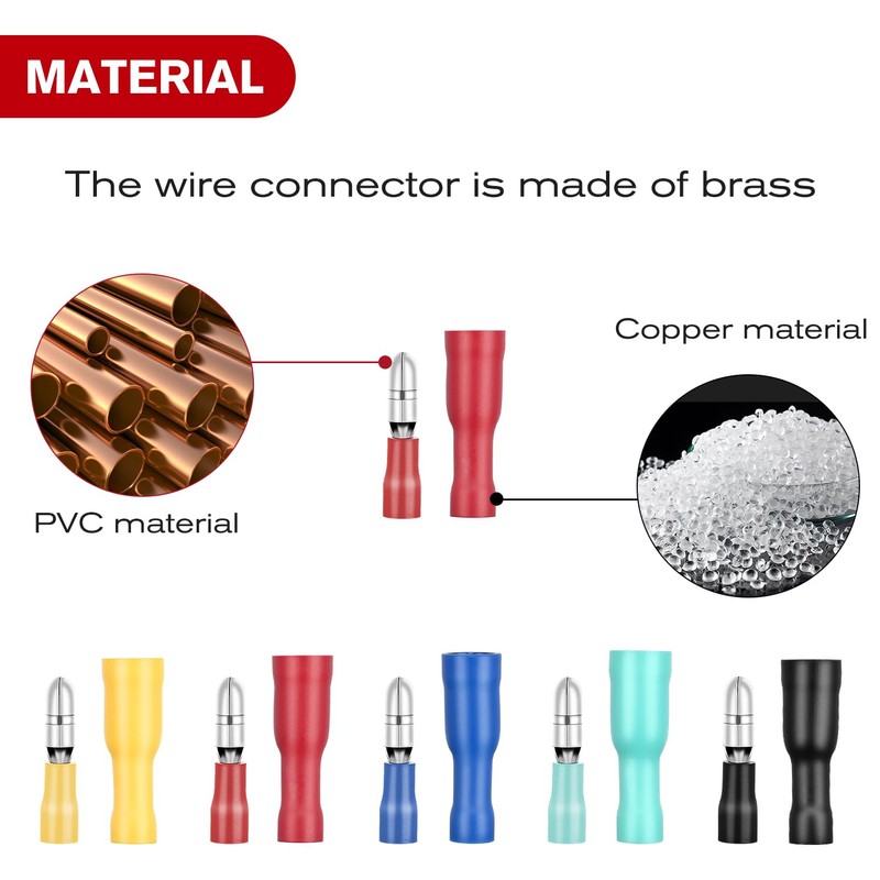 Nilight 200PCS Bullet Terminals Wire Connectors AWG 22-14 Female &