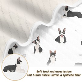 Swaddle Blanket Boston Terrier Dog Cotton for Infants, Receiving, Lightweight Soft Swaddling for Crib, Stroller, Nursery, Bulldog, 30x40 in