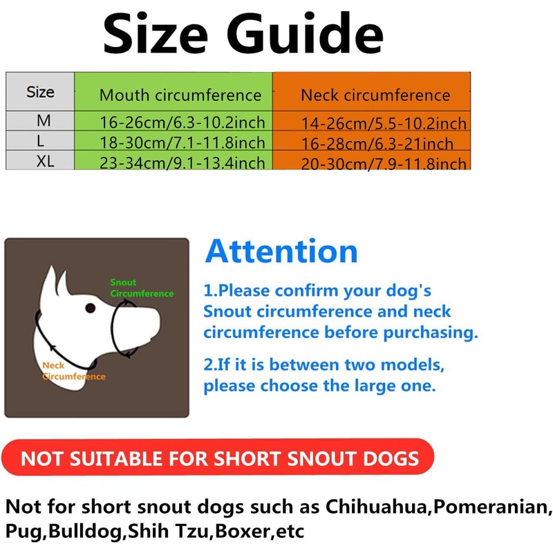 Voarge Dog Muzzle, Nylon Soft Dog Muzzle, Prevent Biting Barking,