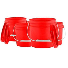 House Naturals 1 Gal Red Plastic Bucket Pail with Lid BPA Free Food Grade (Pack of 6) Made in USA