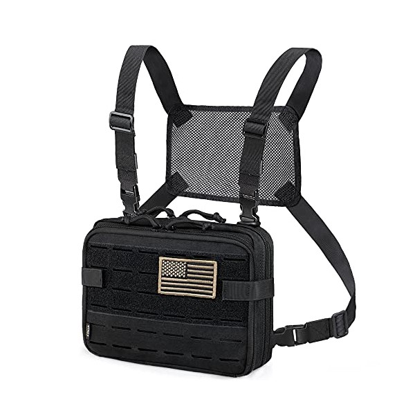 WYNEX Tactical Molle Admin Pouch of Laser Cut Design, Utility Pouches Molle Attachment Military Medical EMT Organizer with Map Pocket EDC EMT Pack IFAK Tool Holder Universal U.S.A Patch Included