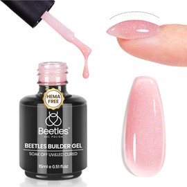 Beetles Builder Gel for Nails Hema Free, 15 ML 7 in 1 Builder Strengthener Gel Nude Pink Glitter Builder Nail Gel for Nail Apex and Nail Extension Color Gel Nail Art Design for Women
