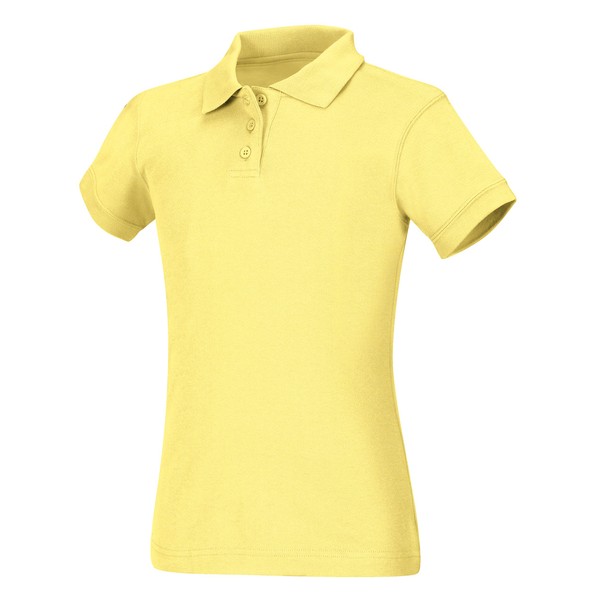 CLASSROOM Big Girls' Interlock Cap Sleeve Polo, Yellow, Medium