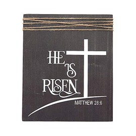 Fun Express He Is Risen Wall Sign – Rustic Wooden Christian Home Décor Inspirational Message – Easter Religious Events or Everyday Faith Display – Living Room Entryway Church – 12” x 12” – 1 Piece