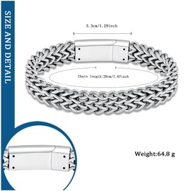 QGJNSGC Urn Bracelet for Human Ashes Cremation Bracelet Ashes Bracelet Cremation Jewelry Urn Keepsake Memorial Ash Holder for Men Women (Silver-20cm)