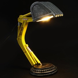 Housoutil Creative Digger Desk Lamp, Industrial Style Excavator Modelling Table Lamp, Reading Light Night Light for Home Bedroom Decoration