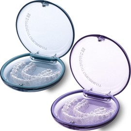 Retainer Case, 2 Pack Orthodontic Mouth Guard Case with Magnetic Closure Hinged Lid, Portable Slim Night Guard Case, Easy to Clean Aligner Case for Girl, Boy, Women, Men, Teenage, Adult