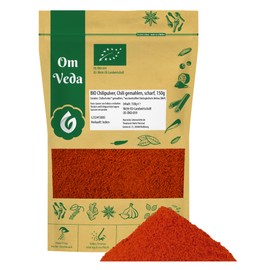 Organic Chilli Powder Fine Ground Sharp 150 g Organic Quality DE-ÖKO-039 Chilli Powder OmVeda Spices