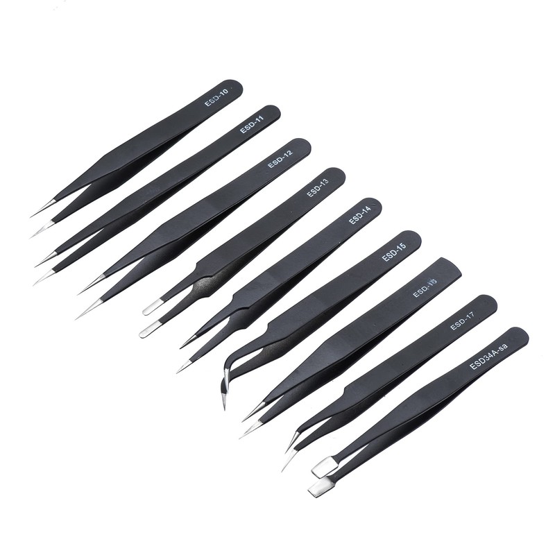 Yenghome 9 PCS Precision Tweezers Set, Anti-Static ESD Stainless Steel