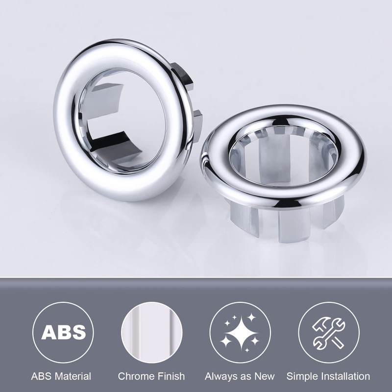 2 Pack Sink Overflow Ring, ARCORA Bathroom Kitchen Sink Basin