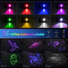 16W Twinkle & Music Sound Activated Starlight Headliner Kit for Car Home Star Ceiling, RGBW 300pcs*0.03in*9.8ft Fiber Optic Car Roof Sky Lights, APP& Remote Controlled Engine End Glow Fiber Strands