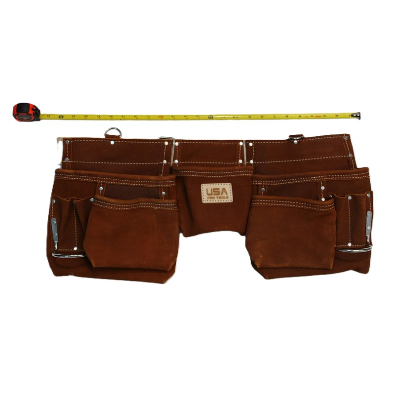 USA PRO TOOLS Light Brown Suede Leather Tool Belt Pouch