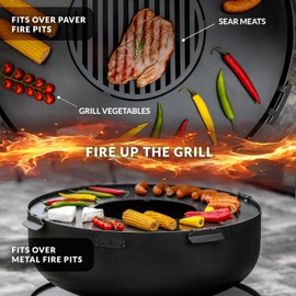 40" Round Cooking Grate, Universal Fire Pit Grill, Outdoor Campfire BBQ Grilling Mesh Grates Steel, Camping Cooking Grill and Skillet for Firepit, Burn Rack, Stove Accessories by Good Directions