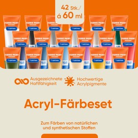 7 Artists Fabric Paints, Fabric Paints, Fabric Paint Orange Acrylic Paint Water-Based Bottle 60 ml, Textile Paint Machine Washable After Fixation, High Opaque for Dark Fabrics – Opaque White