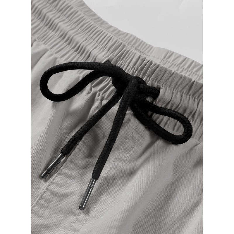 JMIERR Men's Summer Chino Shorts Cotton Elastic Waist with Pockets,