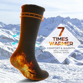 DG Hill - Calcetines térmicos de invierno - Calcetines cálidos para hombres y mujeres, calcetines con aislamiento para clima frío, calcetines de nieve gruesos, Gris Azul Rayas/Negro, 4 Pares, Small