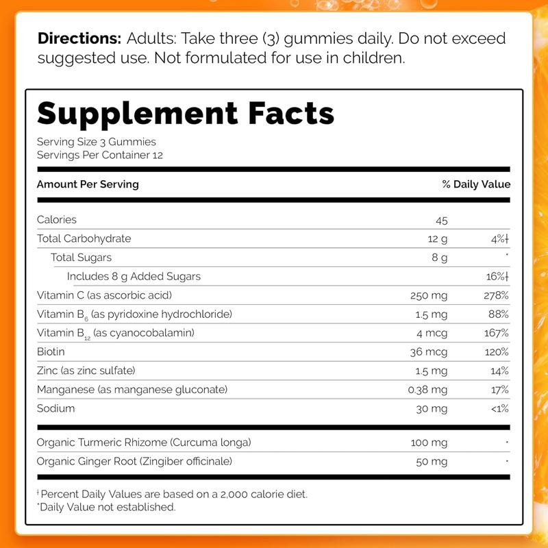 Emergen-C Citrus-Ginger Gummies, Turmeric and Ginger, Immune Support Natural Flavors
