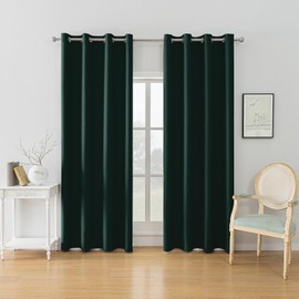 YSTELLAA Curtains Set of 2, 117 x 137 cm, Blackout Curtains with Eyelets, Thermal Curtain, Cold Protection, Opaque, Sound Insulation Curtain, Bedroom, Outdoor Curtain, Green