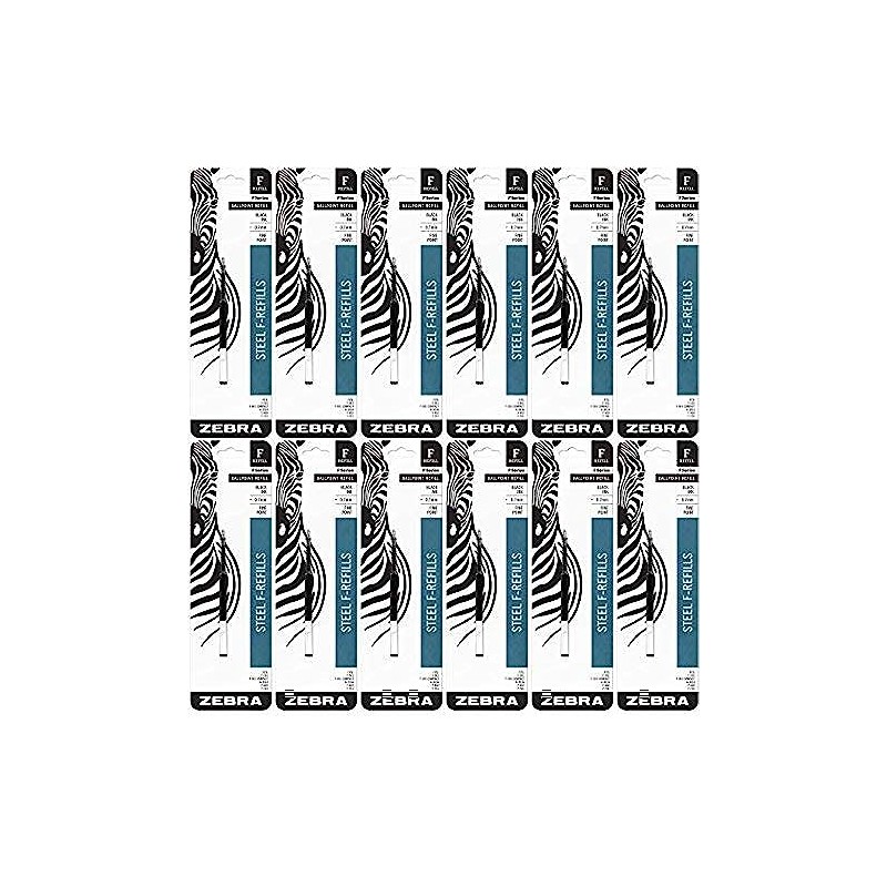 12 PACK: Zebra Pen F-Refill 0.7mm Black 1 per pack