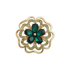 Rhinestone Flower Brooch Pin for Women Girls Membership Mark Gold Plated Fashion Daisy Rose Blossom Flowers Brooches Lapel Pins Delicate Dress Accessorries Birthday Mother's Day Jewelry Gift (Green)