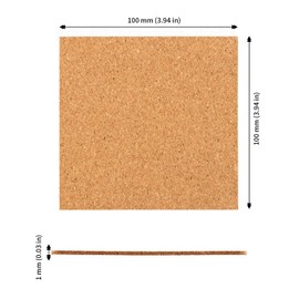JAPCHET 200 PCS 4 x 4 Inches Self Adhesive Cork Sheets Squares, 1 mm Cork Board Cork Board Backing Tiles for DIY Coasters and Craft Decorations