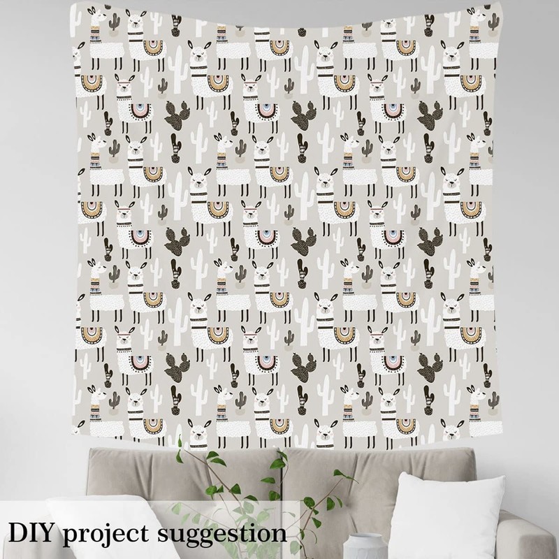 Feelyou Llama Upholstery Fabric by The Yard, Cartoon Llama Alpaca