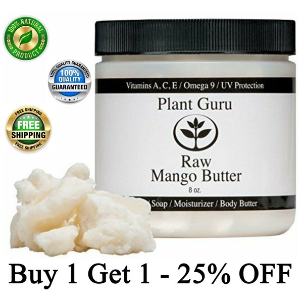Raw Mango Butter 8 oz. 100% Pure Organic Unrefined Natural Jar For Skin and Hair