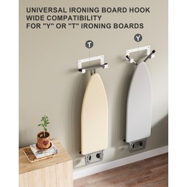 MUSVOH Ironing Board Holder Wall Mount White, Y T Leg Ironing Board Hanger Wall Mount for Laundry Room, Iron Board Hooks for Wall Heavy Duty