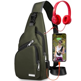 Mochila cruzada impermeable para hombres y mujeres, mochila de senderismo, mochila multiusos en el pecho, Verde Armada (ArmyGreen), Pequeño, Mochilas Sling