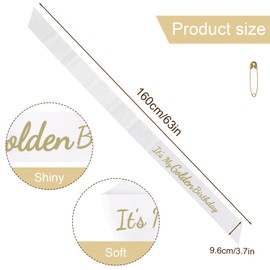 BOXOB It's My Golden Birthday Sash, Shiny & Soft Cloth Happy Birthday Sash with Metal Pin Perfect Party Favors and Decorations Golden Gifts for Women and Men