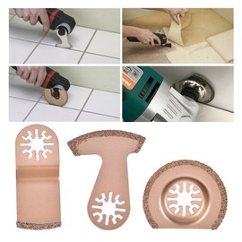 3pcs Carbide Oscillating Saw Blades, Multi Tool Ceramic Tile Cutting Blade, Oscillating Segment Multifunction Tool for Polishing Cement Grit Grinding, for Home Improvement Professional Project