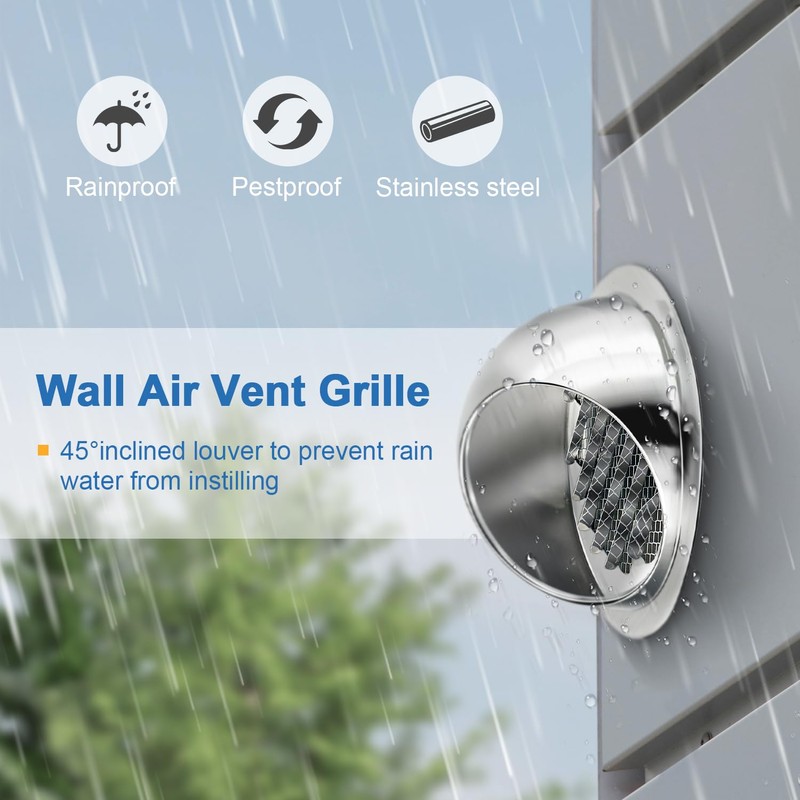 Midcvfrun 6 Inch Wall Vent Cover, Dryer Vent Cap Outside