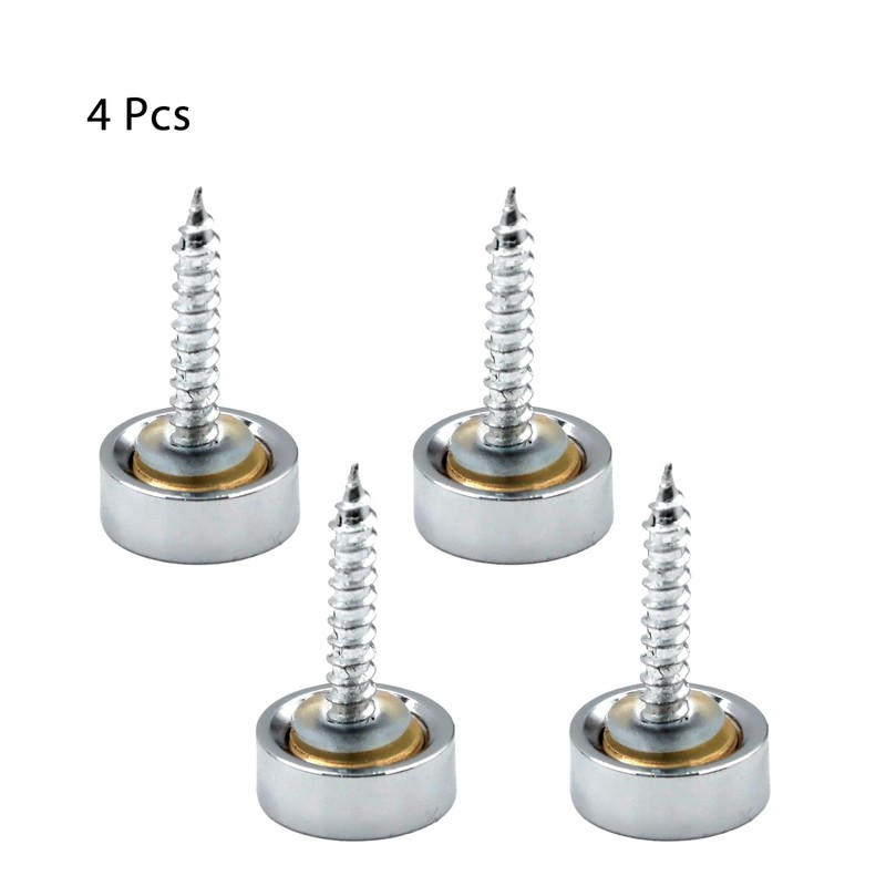 Boguish 4Pcs Mirror Screws, 14mm Caps Cover Nails Polished Stainless