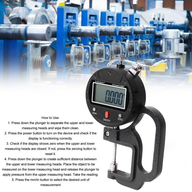 Digital Thickness Gauge High Accuracy Electronic Micrometer Thickness Meter 0.0005in