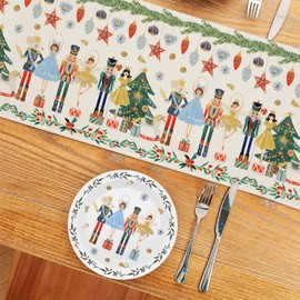 JarThenaAMCS Nutcracker Table Runner Christmas Watercolor Nutcracker Kitchen Dinning Table Decoration Xmas Cartoon Table Cover for Home Party Supplies, 13 x 90 Inch