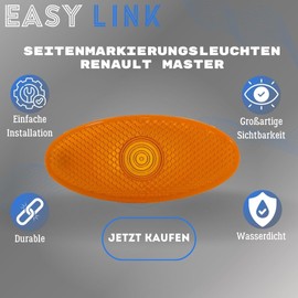 Easy Link 2x Seitenmarkierungsleuchten Kompatibel mit Renault Master 3 Mk3 III Opel Movano Nissan Interstar NV 400 Vauxhall Movano 261B00001R 2618000Q0A 4419475