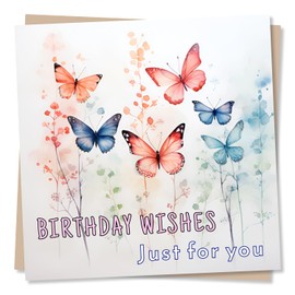 Butterfly Birthday Card - Birthday Wishes Just For You - Happy Birthday Card for Women - Made in UK