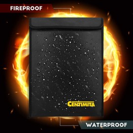 Fireproof Document Bag Waterproof Safe Folder - 2000℉ Money Bag with Zipper and 3 Document Protectors, 15”x11” Fire Proof/Waterproof Safe Bag, Important Document Holder, Fireproof Pouch,Fire Envelope