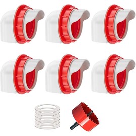 Chicken Feeders No , DIY Automatic Poultry Feeder 6 Ports 1 Hole  with Covers Gravity Feed Kit for Buckets  Bins Troughs - Color: Red, Size: 4 Ports