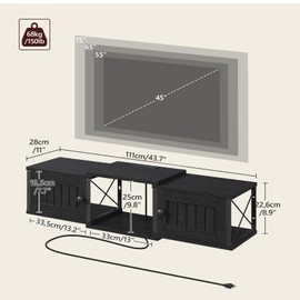 MAHANCRIS Farmhouse Floating TV Stand with Power Outlet, Wall Mounted Entertainment Center with Doors, Floating Media Console Cabinet with Storage, for Living Room, Bedroom, Black TVBK401E01