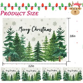 12" x 18" Christmas Placemats Watercolor Forest Christmas Place mats for Dining Table Seasonal Winter Holiday Linen Material Placemats Set of 4