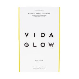 Vida Glow - Natural Hydrolyzed Marine Collagen Sachets | Promotes Glowing Skin + Smoothes Fine Lines (Pineapple, 30 Sachets)